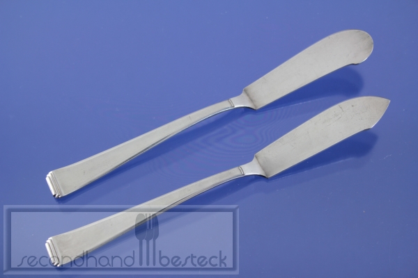 OKA Art Deco 131 Pyramide Buttermesser + Käsemesser versilbert