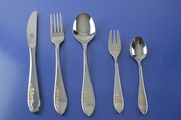 Kuppels Besteck für 6 Personen 30 Teile Edelstahl 18/10 Dekor vergoldet