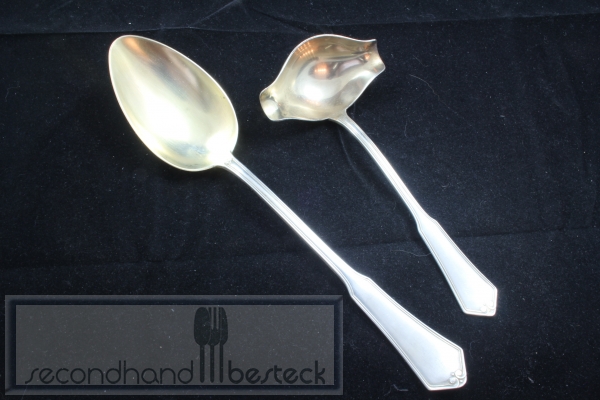 Wellner Jugendstil Saucenkelle + Gemüselöffel versilbert
