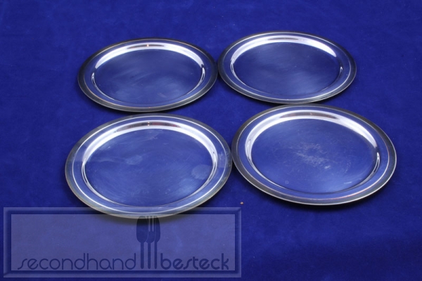 4 Untersetzer versilbert gold-farbener Rand