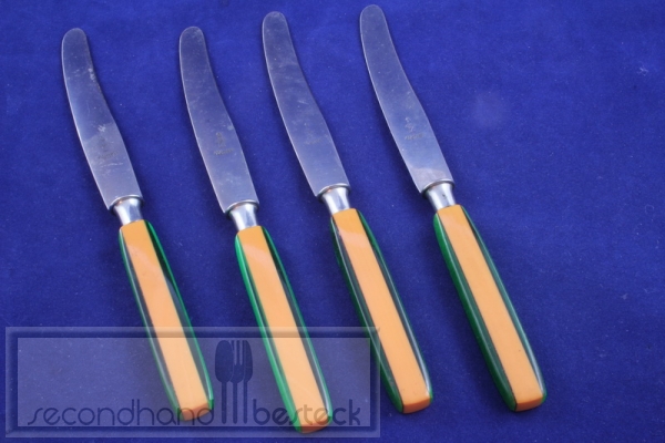 4 Obstmesser Bakelit grün / orange