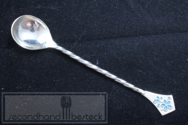 6 Kaffeelöffel gedrehter Stiel türkis 14,8 cm Edelstahl