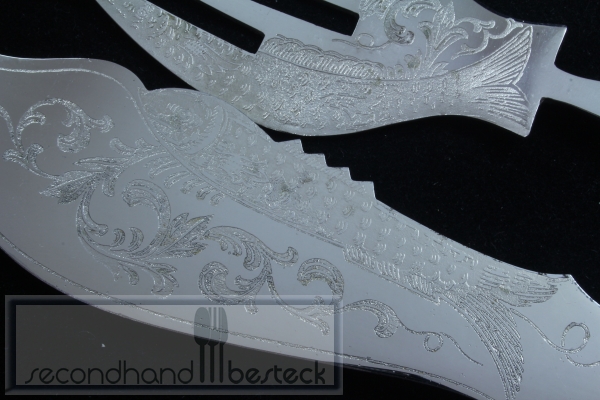 Jugendstil Fischvorleger Perlrand 800er Silber