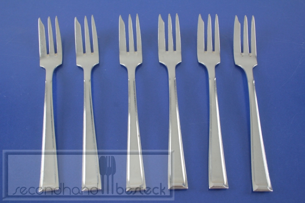 Bruckmann Modell 665 Schwaben Art Deco 6 Kuchengabeln 15,2 cm versilbert