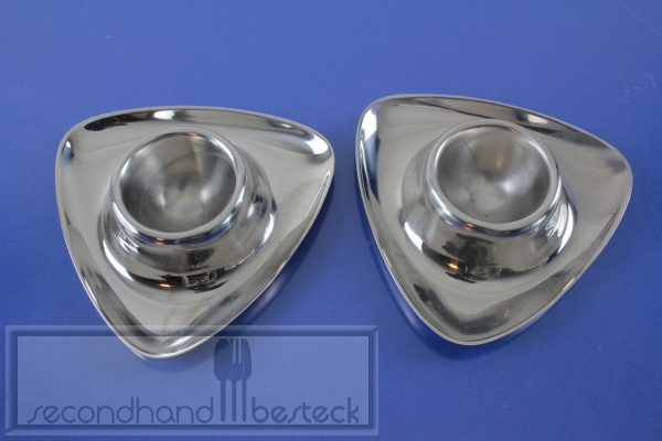 WMF 2 Eierbecher dreieckig Design Wilhelm Wagenfeld Cromargan