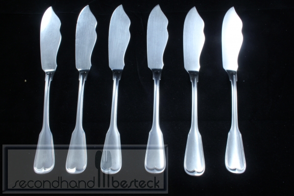 WMF Augsburger Faden 6 Fischmesser 20,4 cm versilbert