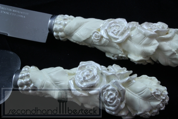 Tortenmesser und Tortenheber mit Rosengriff Hochzeit