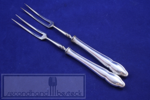 2 Fleischgabeln Chippendale versilbert