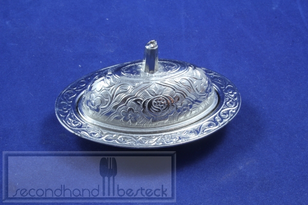 Kleine Schale mit Deckel für Gewürze, Salz etc versilbert