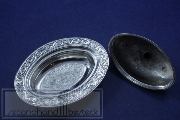 Kleine Schale mit Deckel für Gewürze, Salz etc versilbert