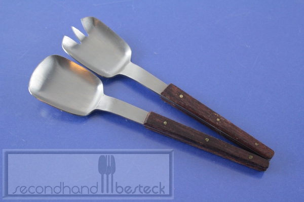 Mini Salatbesteck mit Holzgriffen 60er Jahre