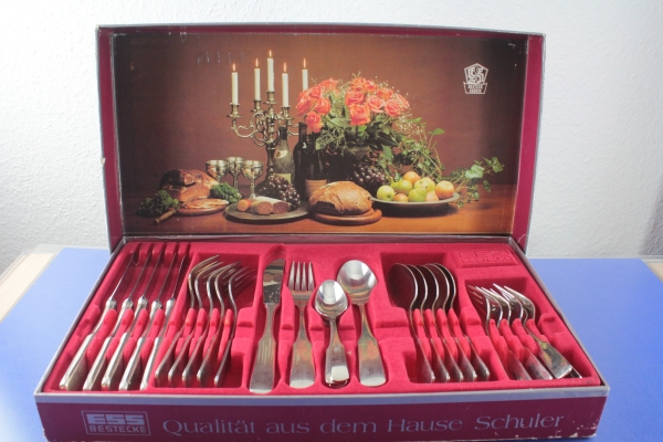 Schuler Spatenmuster Besteck für 6 Personen 34 Teile Solingen versilbert