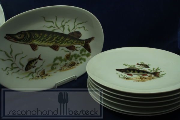 Mitterteich Fischservice 6 Fischteller + Platte Bavaria