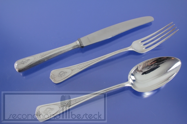 WMF Jugendstil 042 Ähren Besteck für 12 Personen 36 Teile mit Monogramm CS oder SC versilbert