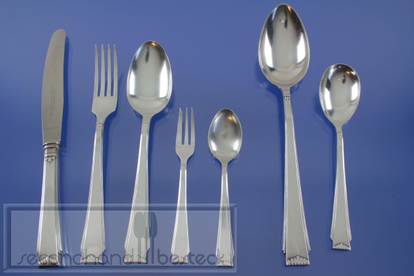 Burberg Jugendstil Besteck für 6 Personen + 2 Vorleger 32 Teile versilbert