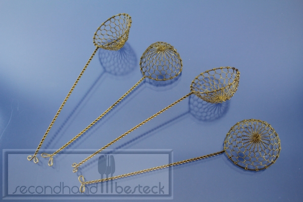 4 Fondue-Siebe für Feuertopf Mongolentopf goldfarben