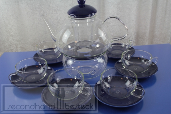 Jenaer Glas Teeservice für 6 Personen mit Stövchen und Teesieb