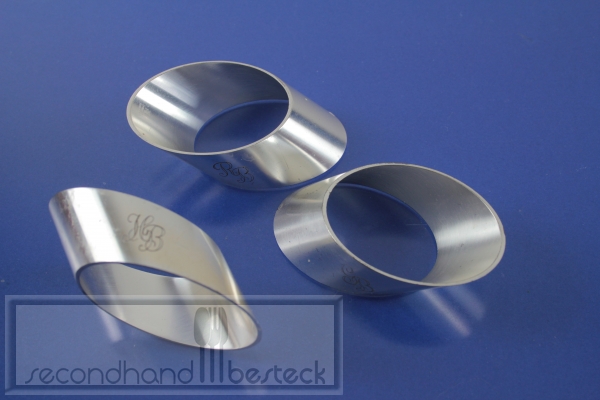 WMF Brillant 3 Serviettenringe versilbert je mit Monogramm HB, SB und RB