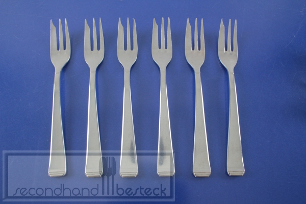 OKA ART DECO 131 Pyramide 6 Kuchengabeln 13,8 cm versilbert