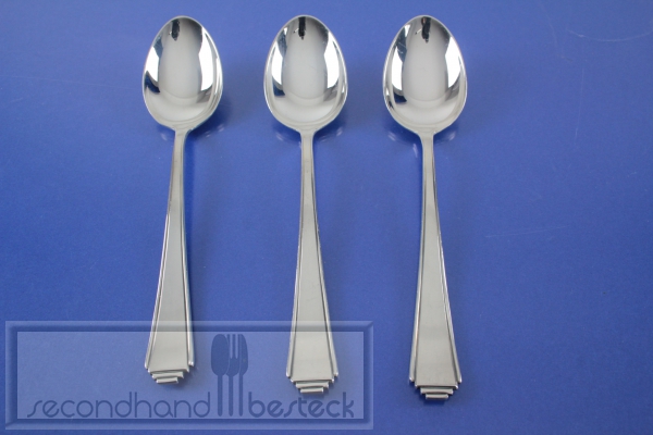 Lutz & Weiss Pyramide Art Deco 3 große Kaffeelöffel 14,5 cm versilbert