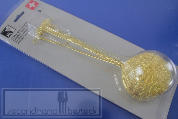 6 Fonduesiebe goldfarben Edelstahl OVP