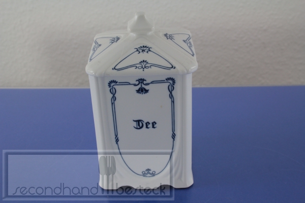 Teedose Zwiebelmuster weiß blau Porzellean