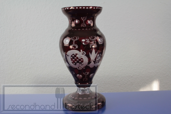 Kristallglas Vase rot Borocrystal Czechoslovakia Tschechien