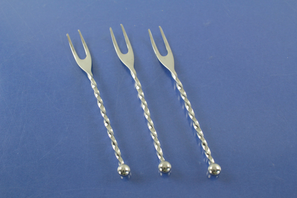 WMF 3 Cocktailgabeln gedrehter Stiel 11,6 cm Cromargan