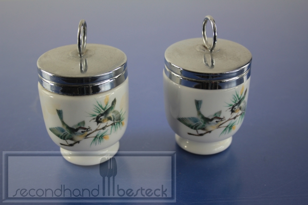 Royal Worcester 2 x Ei-Töpfli Egg Codler Porzellan Vögel