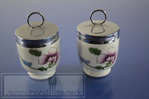 Royal Worcester 2 x Ei-Töpfli Egg Codler Porzellan Blumen