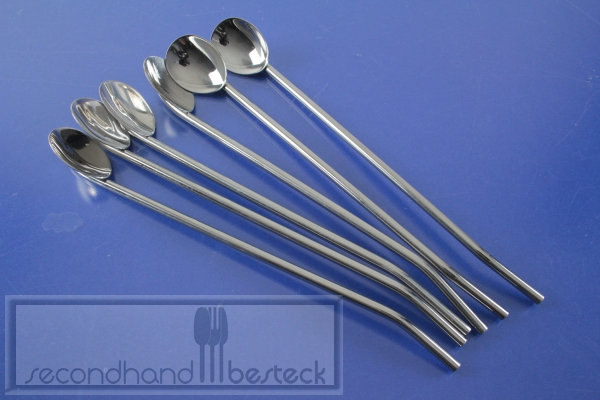 6 Cocktaillöffel Trinkröhrchen 21,5 cm Edelstahl