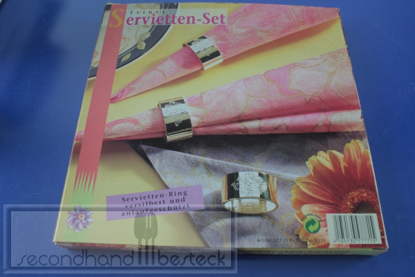 Servietten Set mit 6 Serviettenringen versilbert OVP