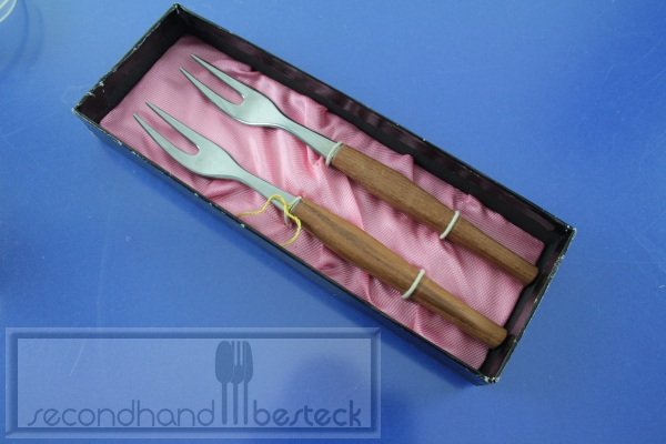 2 Fleischgabeln Edelstahl mit Holzgriff
