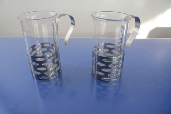 WMF 2 Teeglashalter Teegläser Cromargan
