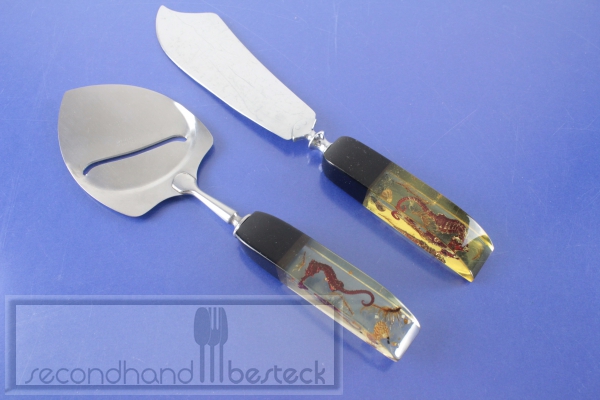 Käsehobel + Tortenmesser mit Seepferdchen