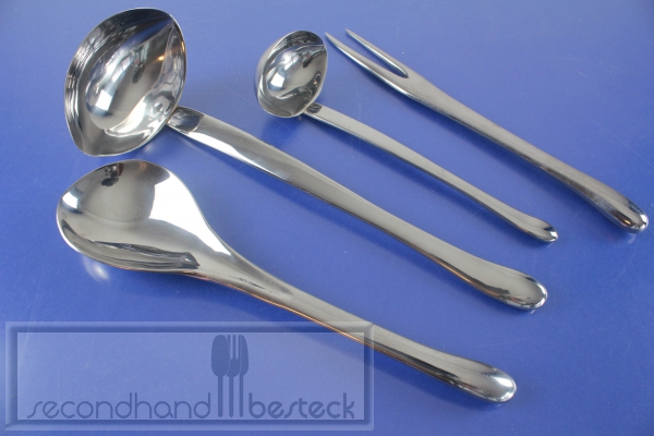 Küchenhelfer Set 4 Teile Suppenkelle Saucenkelle Fleischgabel Servierlöffel Edelstahl