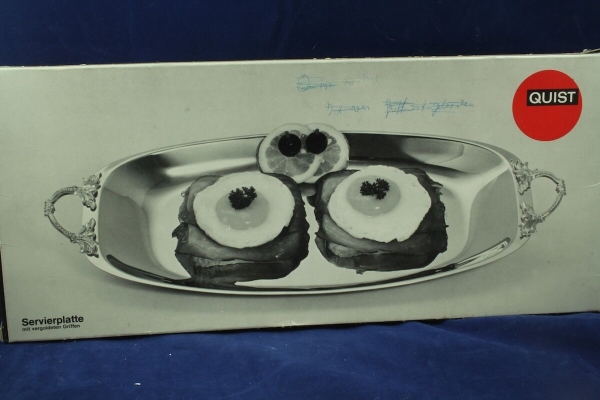 Quist großes Serviertablett Servierplatte 44 x 19 cm Edelstahl OVP