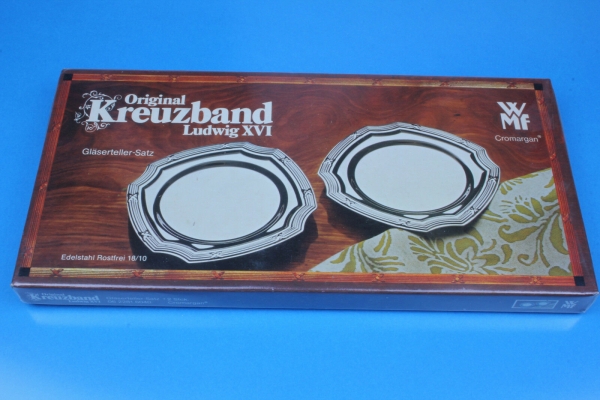 WMF Kreuzband Ludwig XVI  2 Gläserteller Untersetzer Cromargan OVP