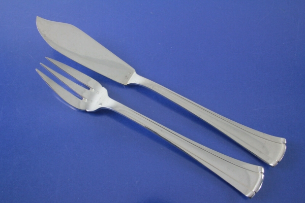 Saglier Freres Paris Art Deco Fischbesteck für 12 Personen 24 Teile versilbert