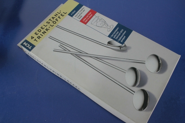 TCM Tchibo 4 Trink-Löffel Trinkhalme Edelstahl OVP