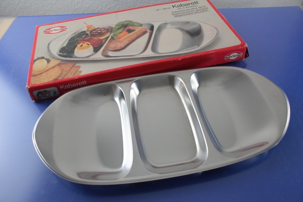 Marke Tischfein Kabarett Servierplatte Edelstahl 37 x 18 cm OVP