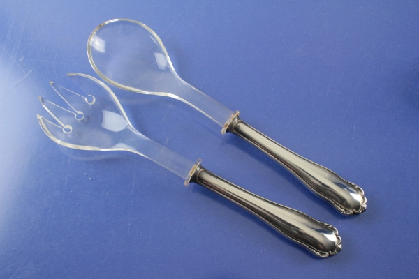 Salatbesteck 24 cm versilbert mit Kunststofflaffen