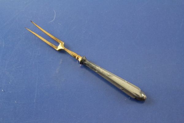 WMF 200 Kreuzband Fleischgabel 13,7 cm versilbert Laffe vergoldet