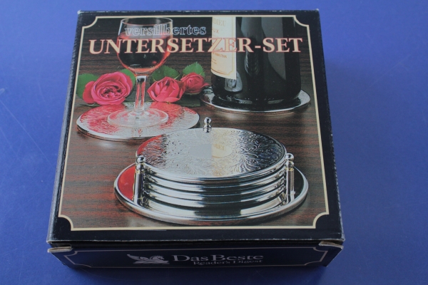 6 Untersetzer / Untersetzer-Set versilbert OVP