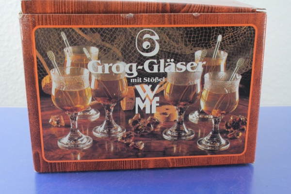 WMF 6 Grog-gläser mit Stößeln OVP
