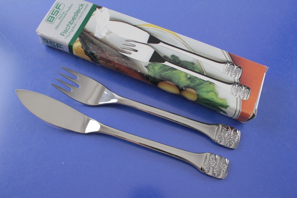BSF Relief Fischbesteck Edelstahl OVP