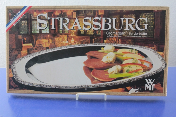 WMF Baroque Strassburg Servierplatte Tablett 37 x 20 cm Cromargan OVP