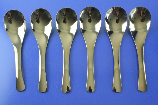 6 Häppchenlöffel Edelstahl gold