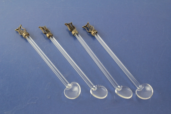 4 Cocktaillöffel 13,0 cm Glas versilbert
