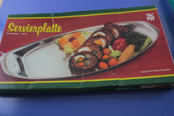 WMF Servierplatte Bratenplatte Wagenfeld 42 x 22 cm Cromargan OVP